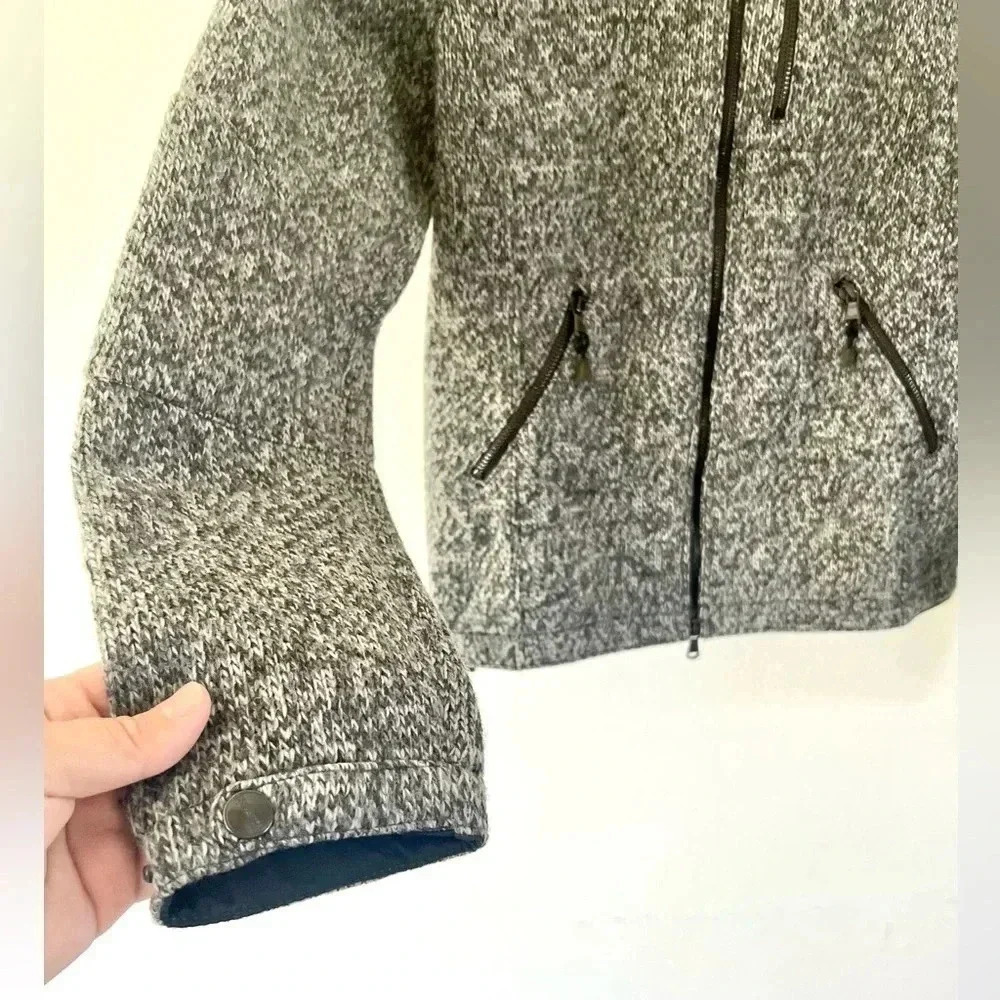 66 Degrees North Vindur Grey Knit Wool Blend Hooded Jacket Size Small - Picture 6 of 11